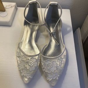 White Lace Wedding Flats Brand New